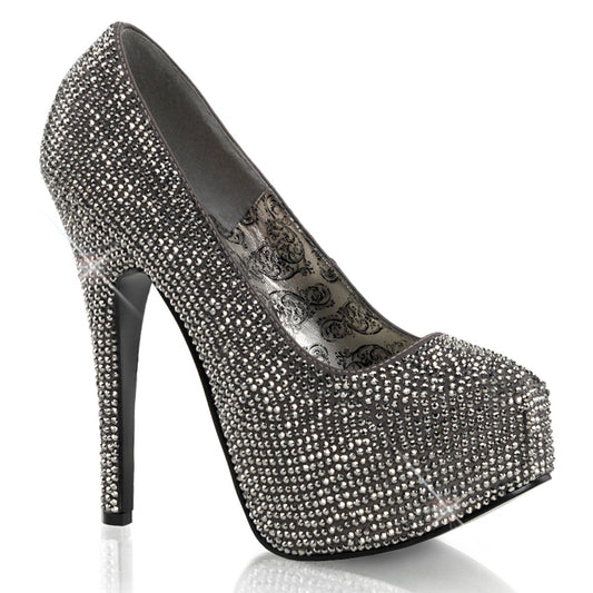 TEEZE-06R Hidden Platform 6 Inch Gray Satin Pewter Sexy Shoe-Bordello- Sexy Shoes