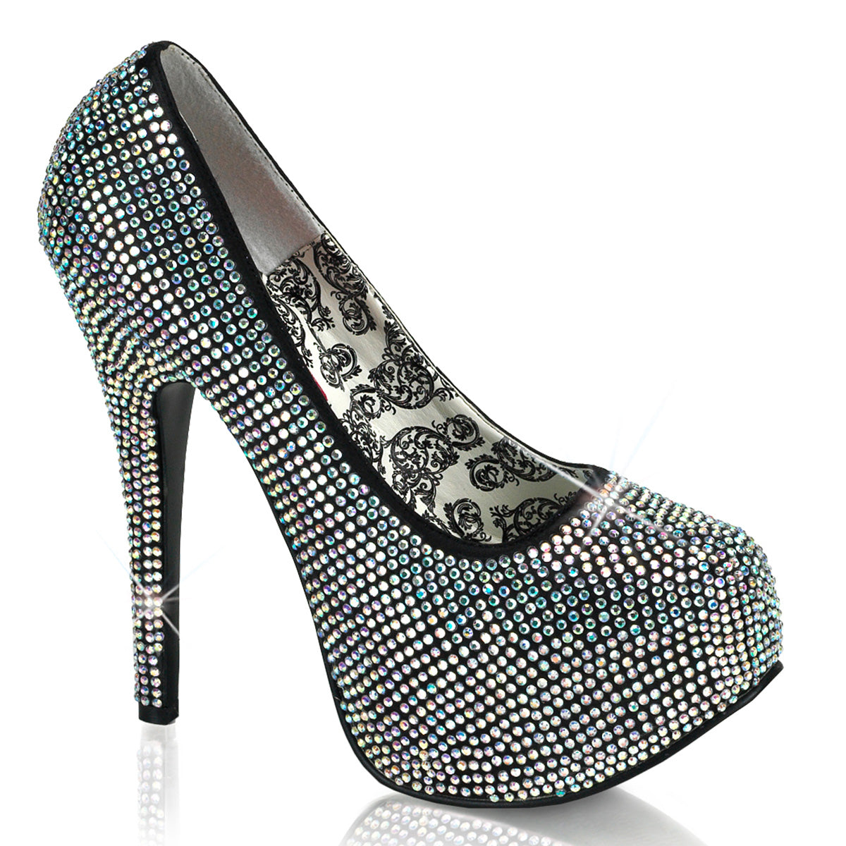 TEEZE-06R Hidden Platform Iridescent Rhinestones Sexy Shoes