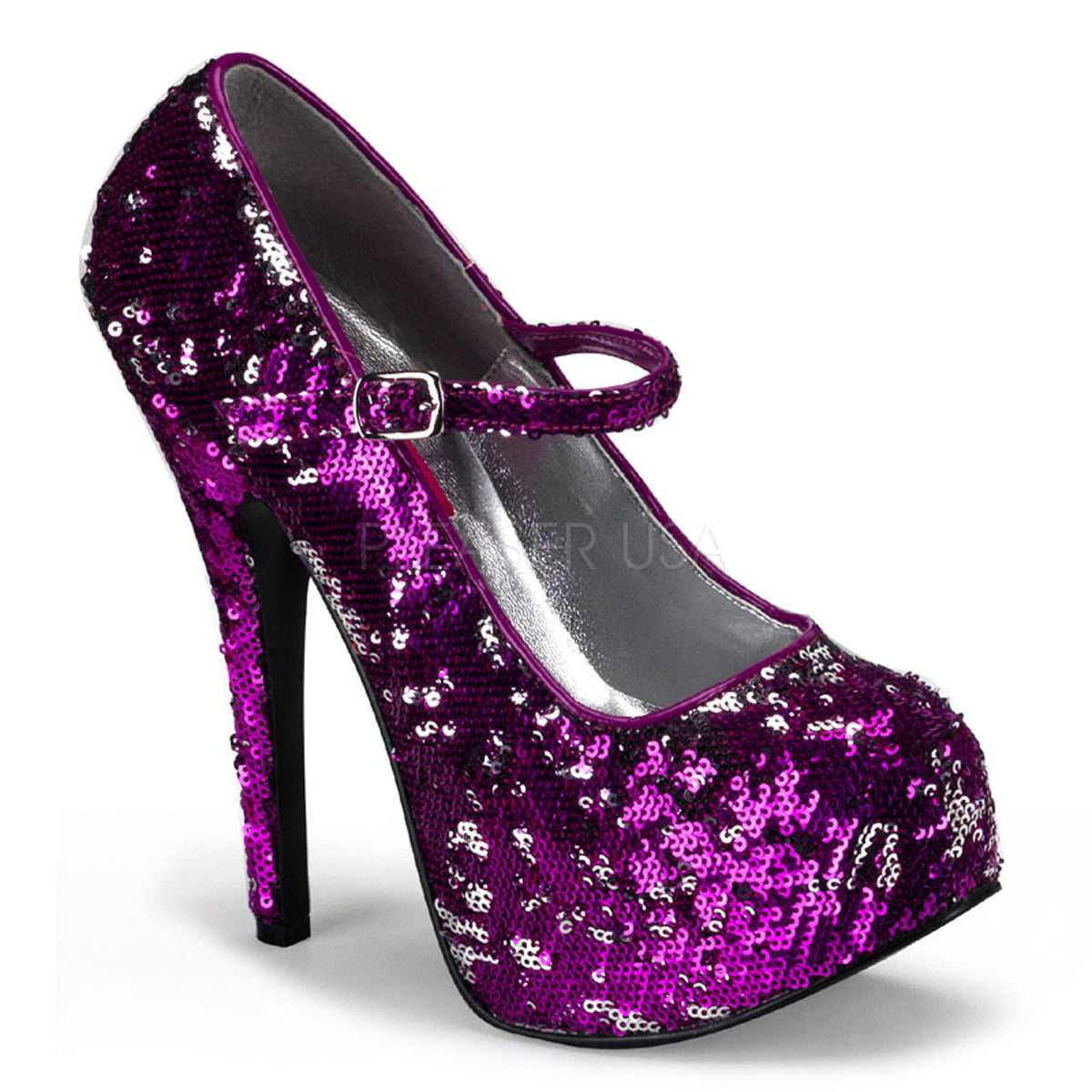 Bordello TEE07SQ Fuchsia-Slv Sequins Sexy Shoes Discontinued Sale Stock