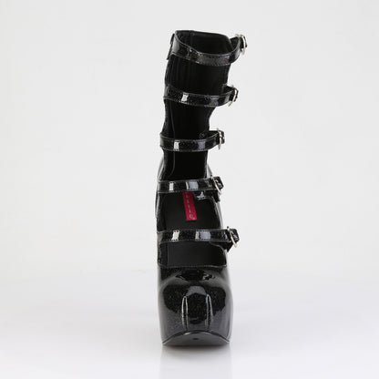 Bordello TEEZE-23 Black Glitter Platform Boots - 5 3/4 Inch Heels