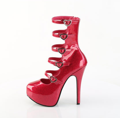 Bordello TEEZE-23 Fuchsia Glitter Platform Boots - 5 3/4 Inch Heels