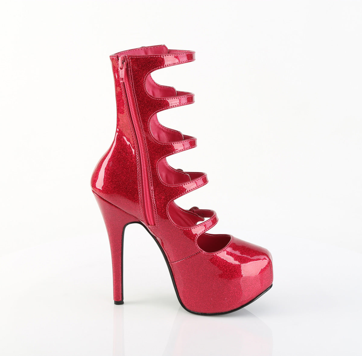 Bordello TEEZE-23 Fuchsia Glitter Platform Boots - 5 3/4 Inch Heels