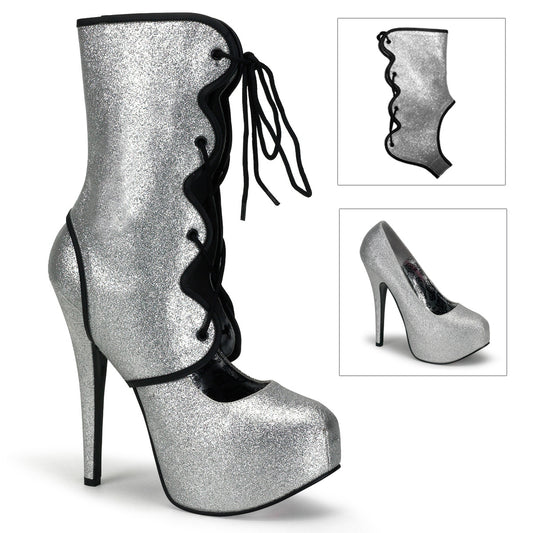 TEEZE-31G Bordello Silver Glitter 5.8 Inch Hidden Platform Shoes