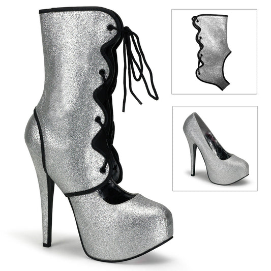 TEEZE-31G Bordello Silver Glitter 5.8 Inch Hidden Platform Shoes Slv Mini Gltr