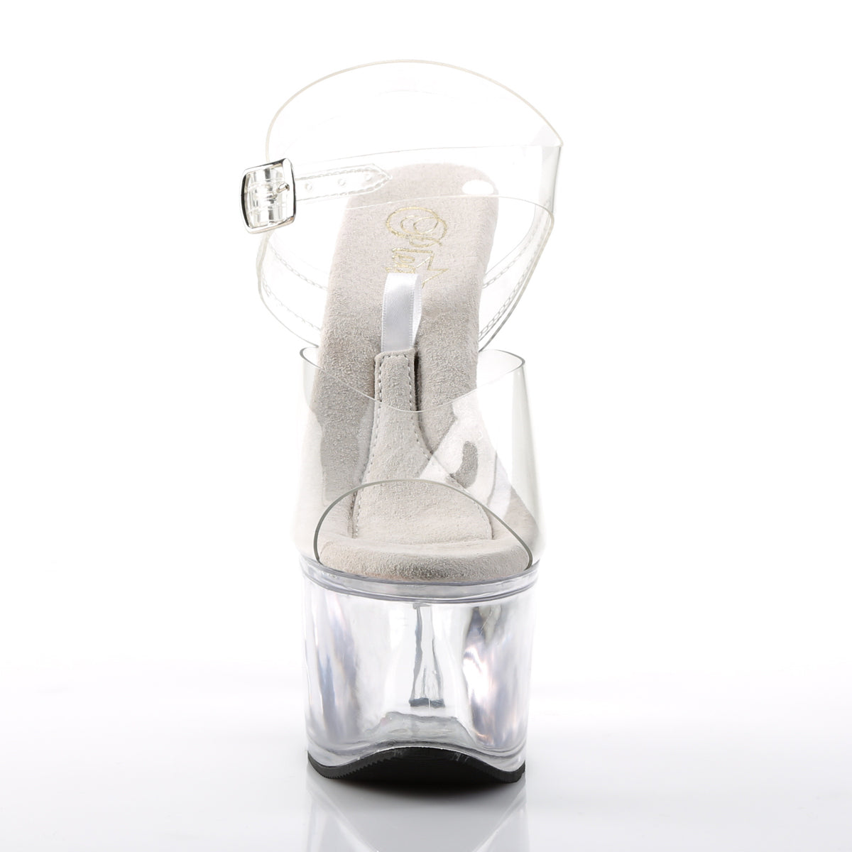 Pleaser TREASURE-708 Clear Peep Toe Platform Sandals - 7 Inch Heels