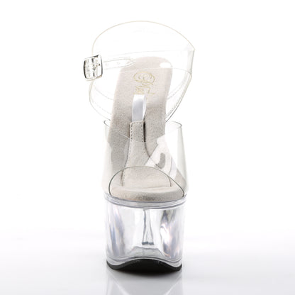 Pleaser TREASURE-708 Clear Peep Toe Platform Sandals - 7 Inch Heels