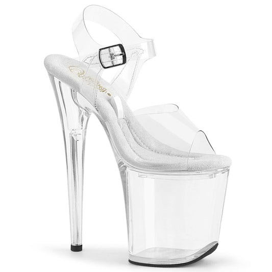 TREASURE-808FLA Pleaser Clear 8 Inch Fetish Pole High Heels Clr Clr