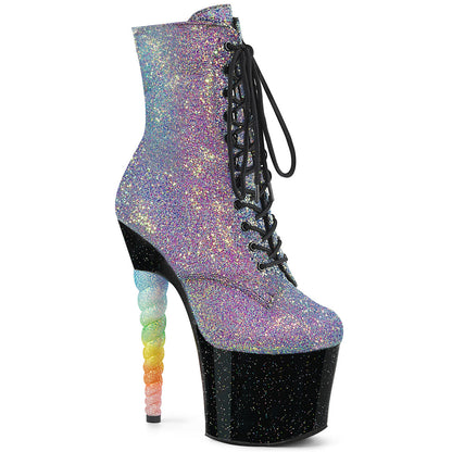 UNICORN-1020G Pleaser Purple 7 Inch Pole Dancer High Heels Purple-Blue Glitter Black