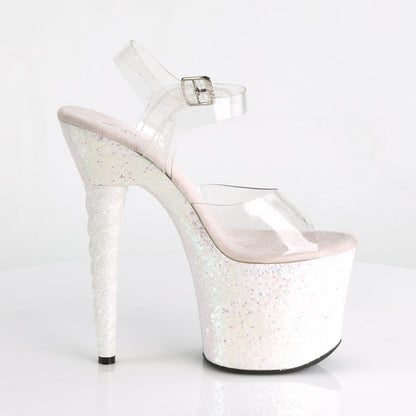 UNICORN-708LG Pleaser 7" Heel Clear Opal Glitter Sexy Shoes-Pleaser- Sexy Shoes Fetish Heels