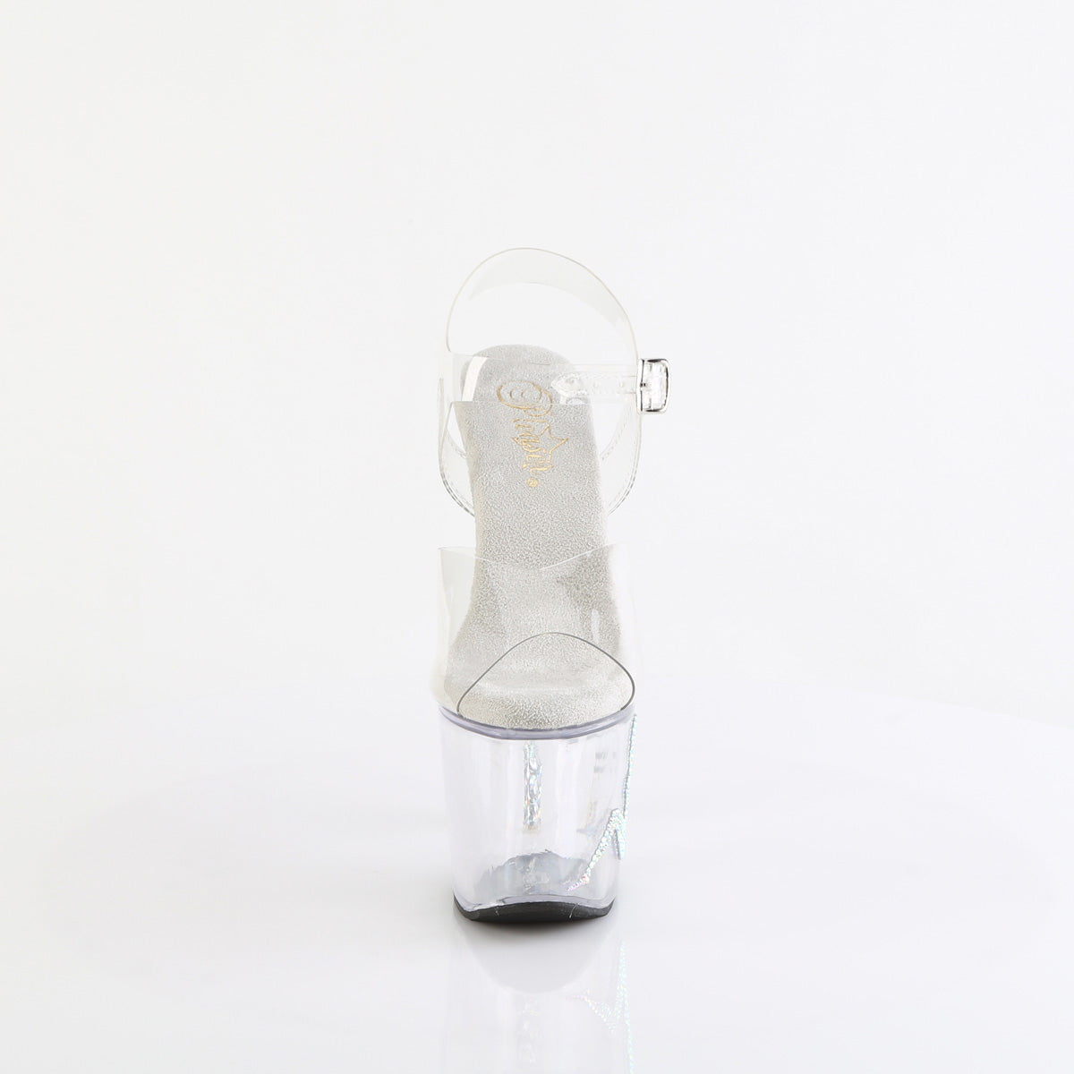 Pleaser UNICORN-708TGRS Clear Rhinestone Platform Sandals - 7 Inch Heels
