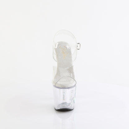 Pleaser UNICORN-708TGRS Clear Rhinestone Platform Sandals - 7 Inch Heels