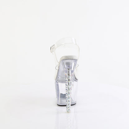 Pleaser UNICORN-708TGRS Clear Rhinestone Platform Sandals - 7 Inch Heels