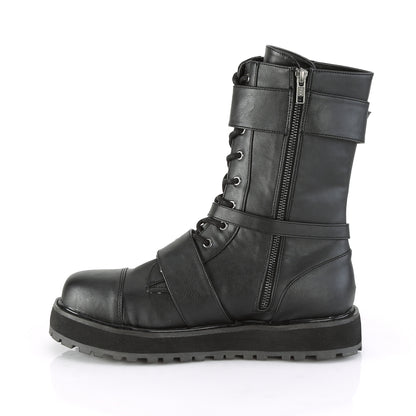 Demonia VALOR-220 Black Lace-Up Platform Mid Calf Boots