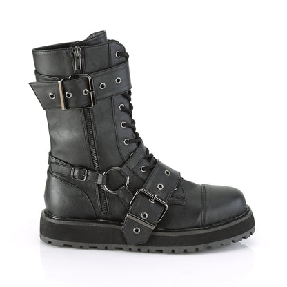 Demonia VALOR-220 Black Lace-Up Platform Mid Calf Boots