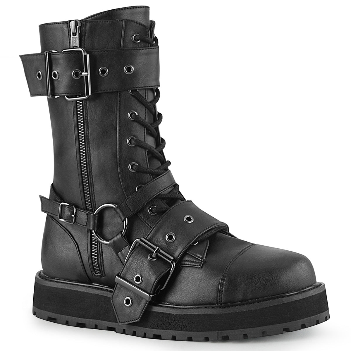 VALOR-220 Demonia Cult Black Alternative Footwear Unisex Blk Vegan Leather