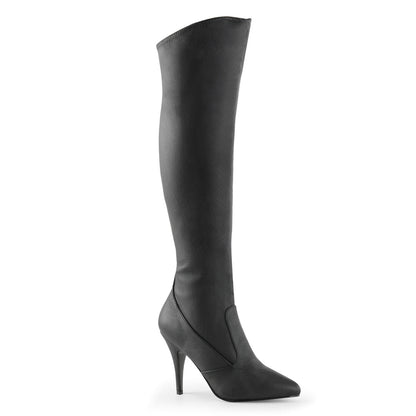 VANITY-2013 Knee Highs 4" Heel Black Leather Knee Highs Fetish Footwear