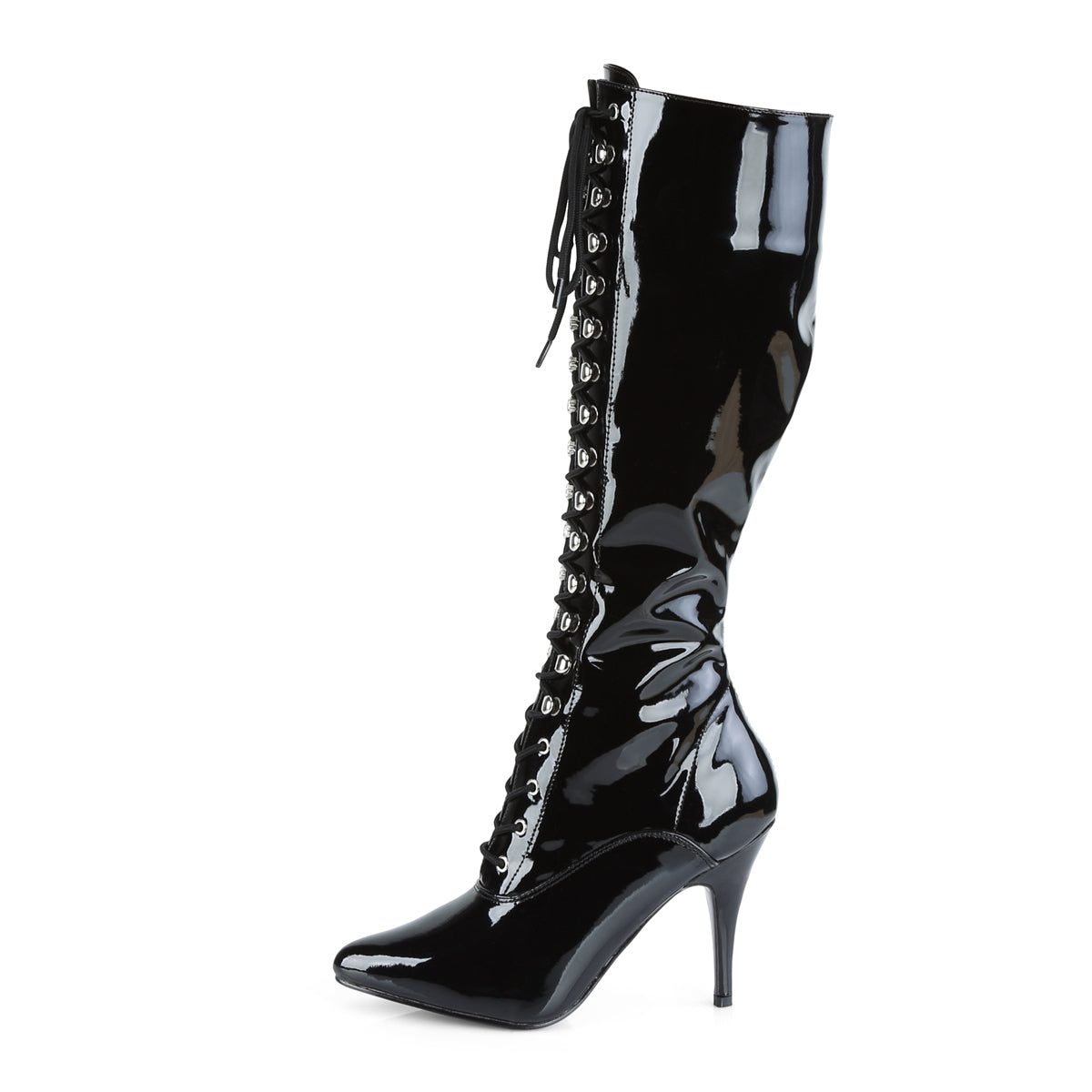 VANITY-2020 Pleaser Black 4 Inch Dominant Knee High Boots