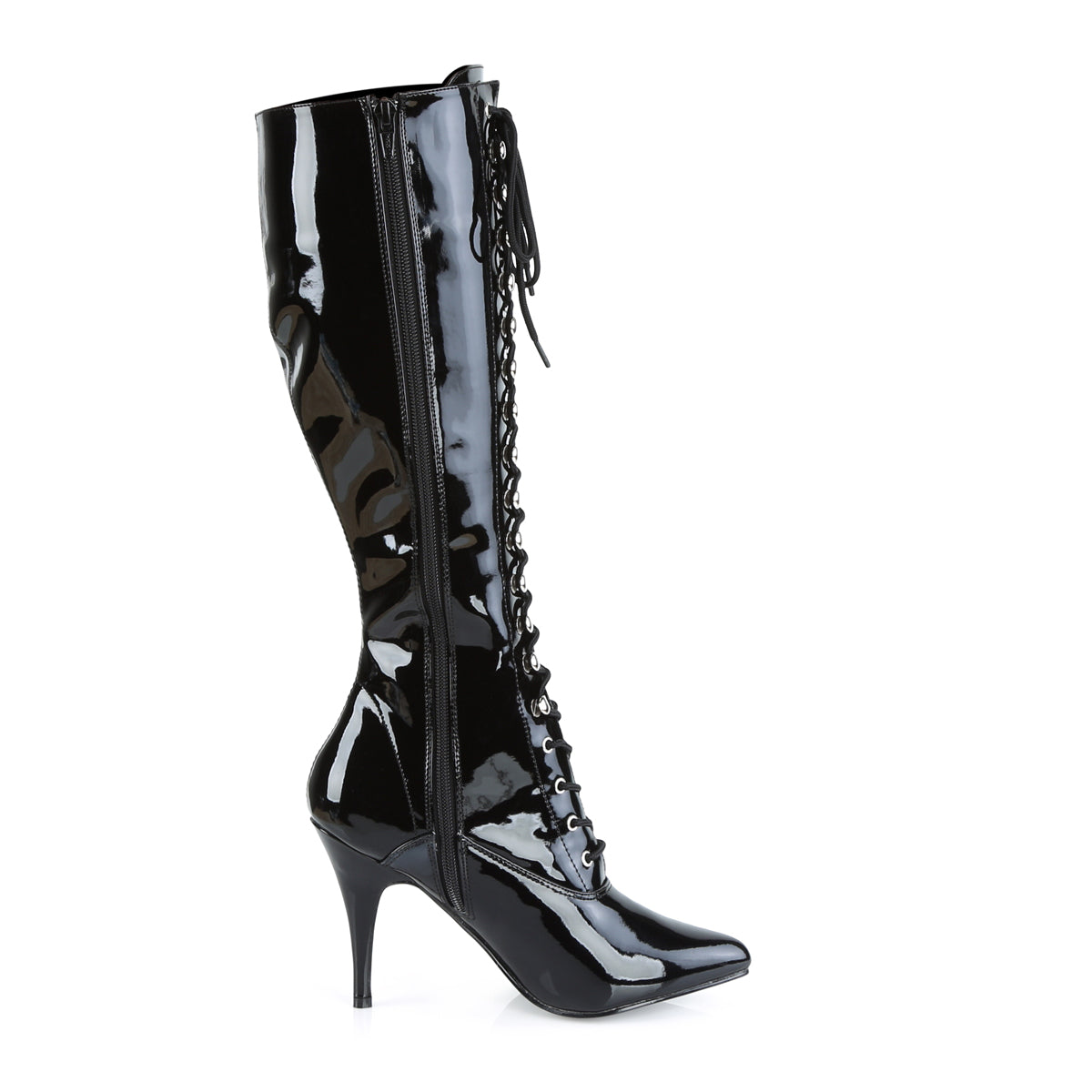 VANITY-2020 Pleaser Black 4 Inch Dominant Knee High Boots