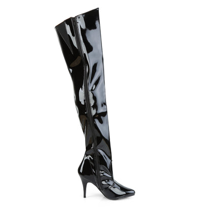 VANITY-3010 Pleaser Black 4 Inch Fetish Thigh High Boots