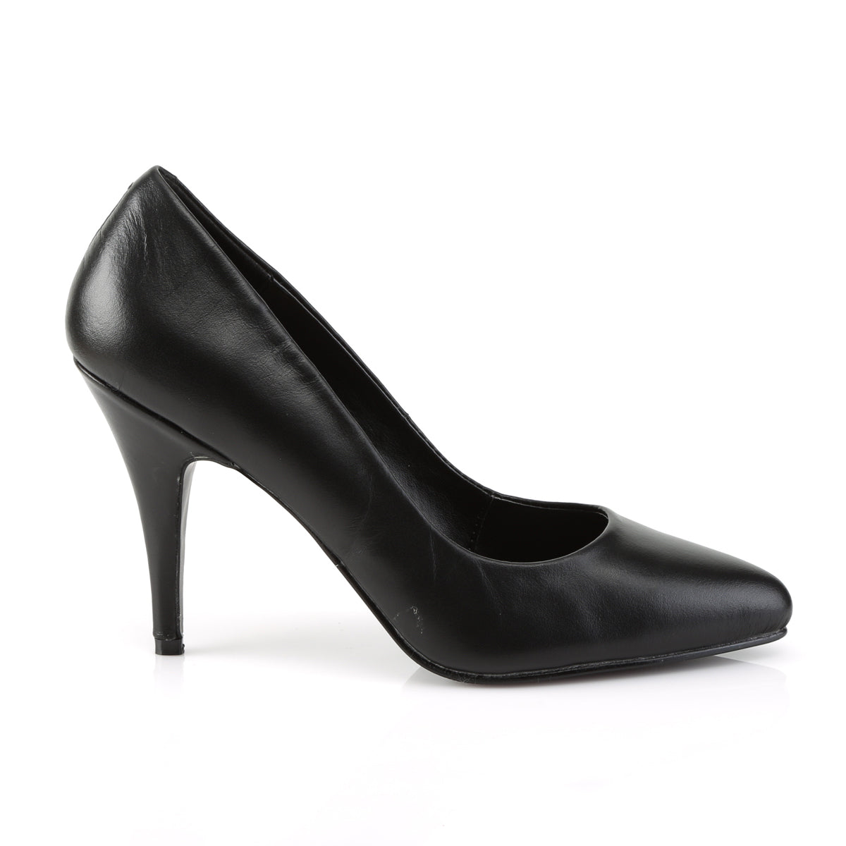VANITY-420 Pleaser Black Leather 4 Inch Sultry Berdoom Heels