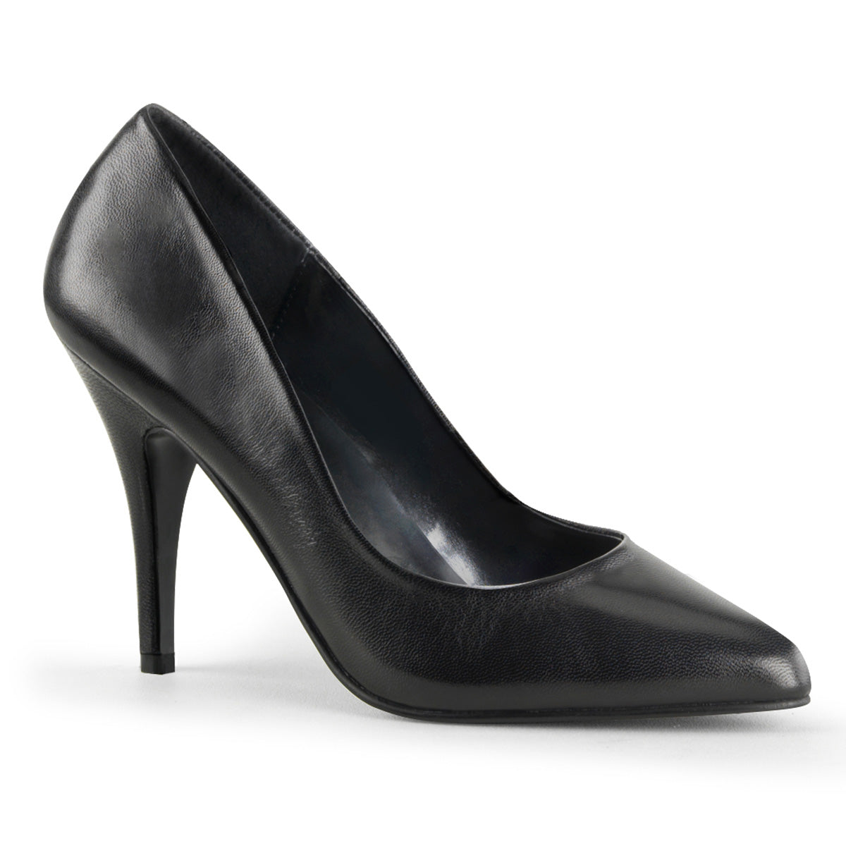 VANITY-420 Pleaser Black Leather 4 Inch Sultry Berdoom Heels Black Leather