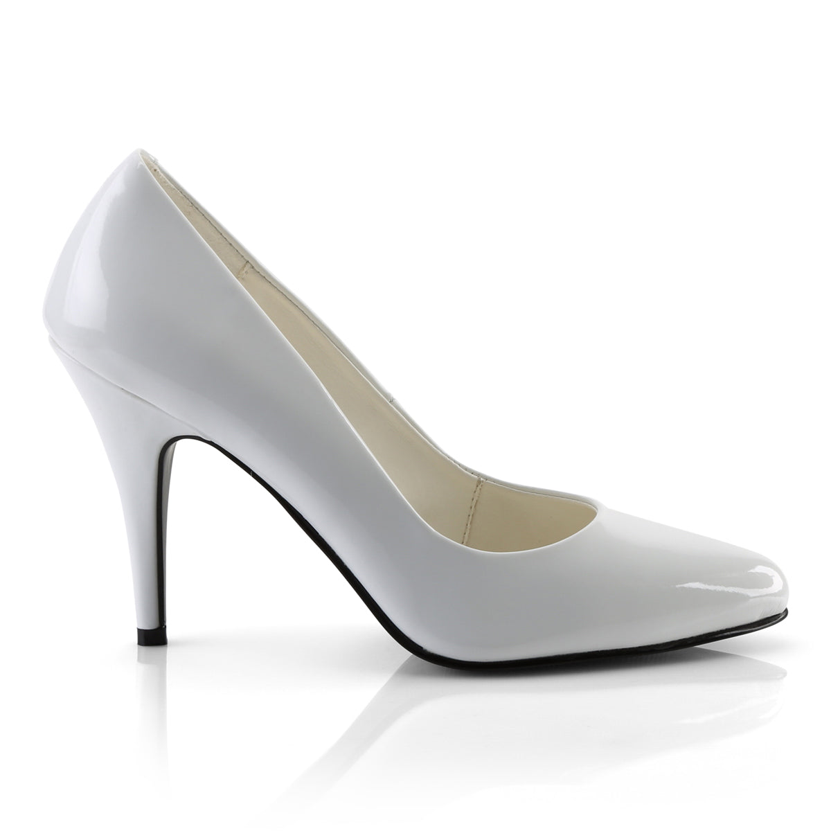 Pleaser VANITY-420 White Court Shoes - 4 Inch Heels