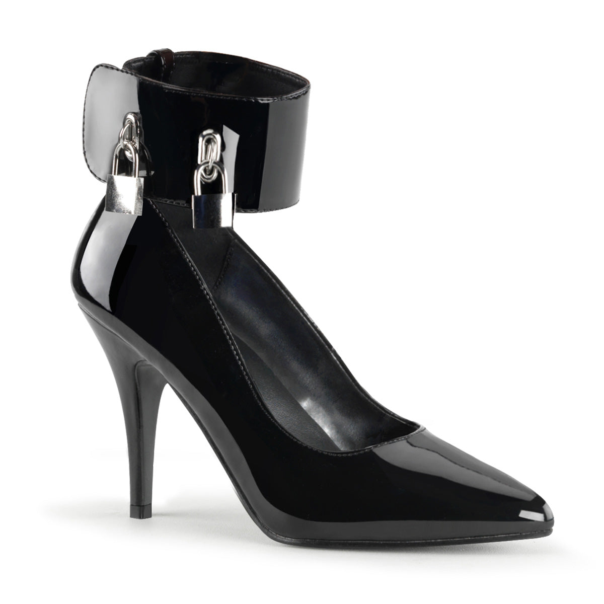 VANITY-434 Pleaser Black 4 Inch Fetish Berdoom Heels Black Patent