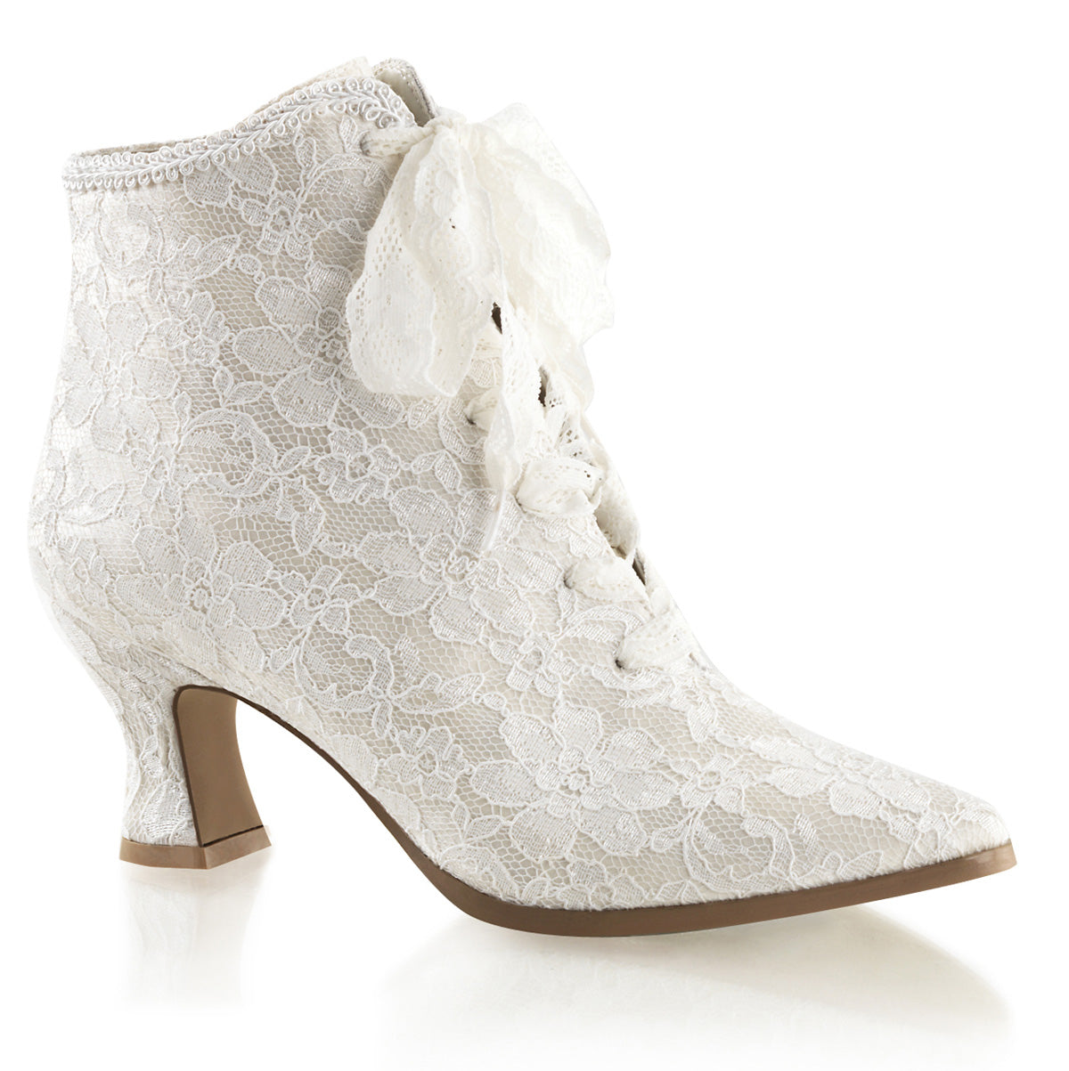 VICTORIAN-30 Fabulicious Ivory Satin 2.8 Inch Wedding Boots