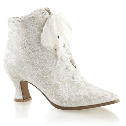 VICTORIAN-30 Fabulicious Ivory Satin 2.8 Inch Wedding Boots