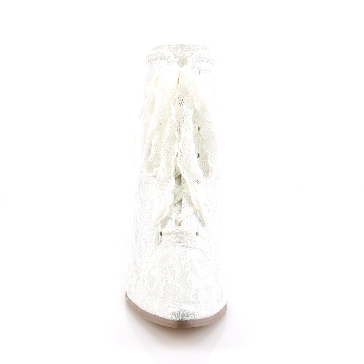 VICTORIAN-30 Fabulicious Ivory Satin 2.8 Inch Wedding Boots