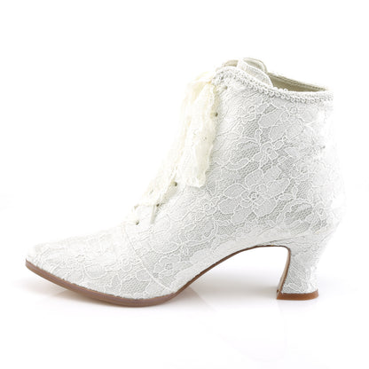 VICTORIAN-30 Fabulicious Ivory Satin 2.8 Inch Wedding Boots