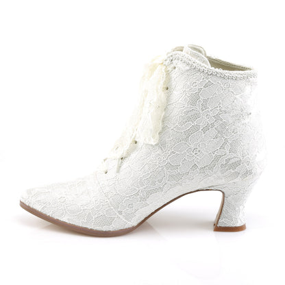 VICTORIAN-30 Fabulicious Ivory Satin 2.8 Inch Wedding Boots