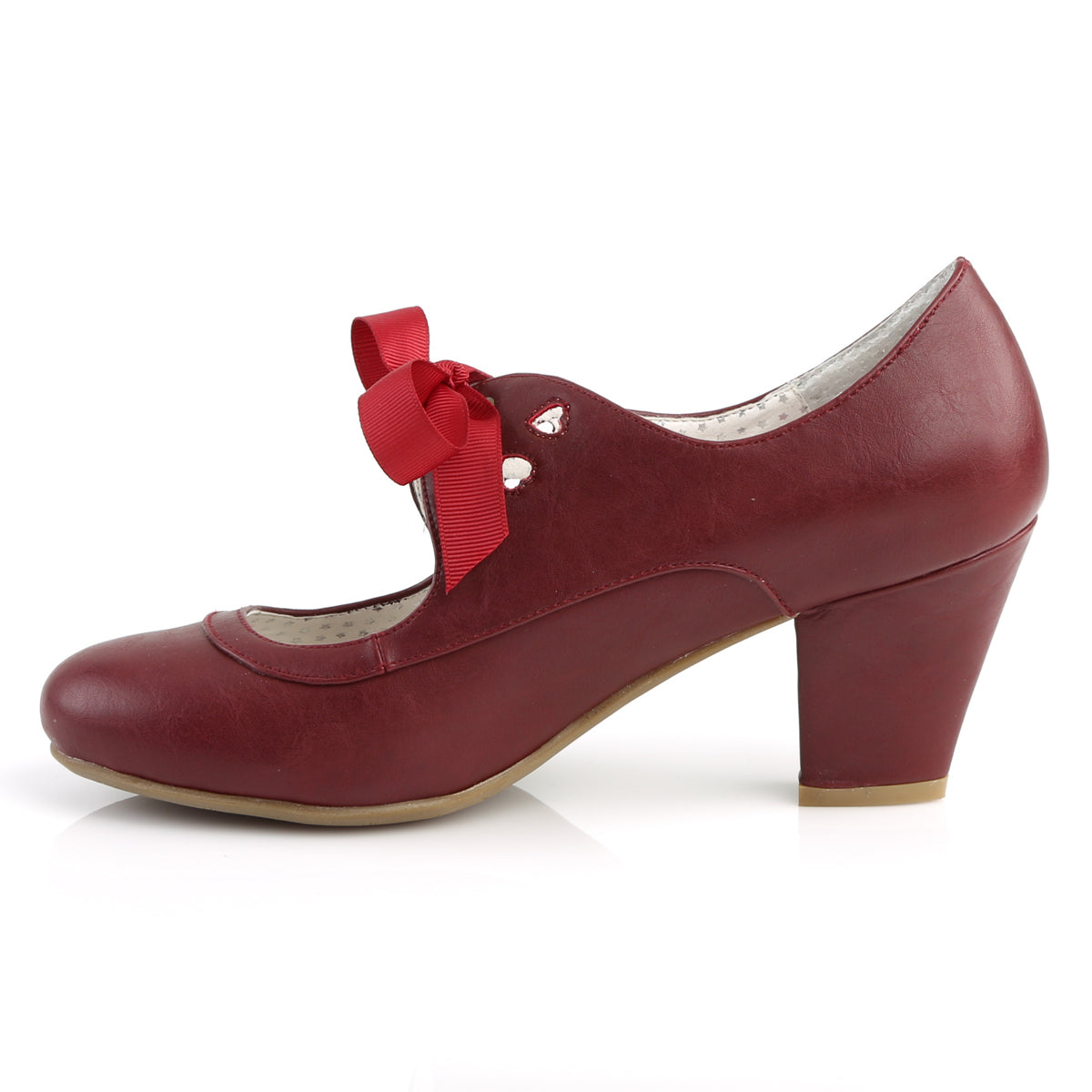 WIGGLE-32 Pin Up 2.5 Inch Heel Burgundy Fetish Footwear