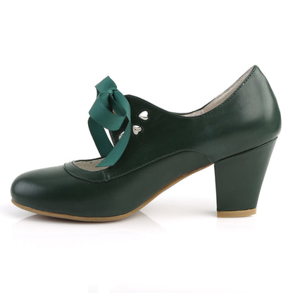 WIGGLE-32 Pin Up 2.5 Inch Heel Dark Green Fetish Footwear