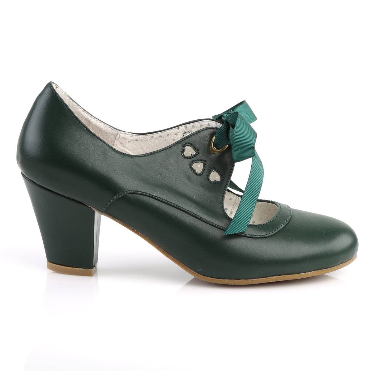 WIGGLE-32 Pin Up 2.5 Inch Heel Dark Green Fetish Footwear