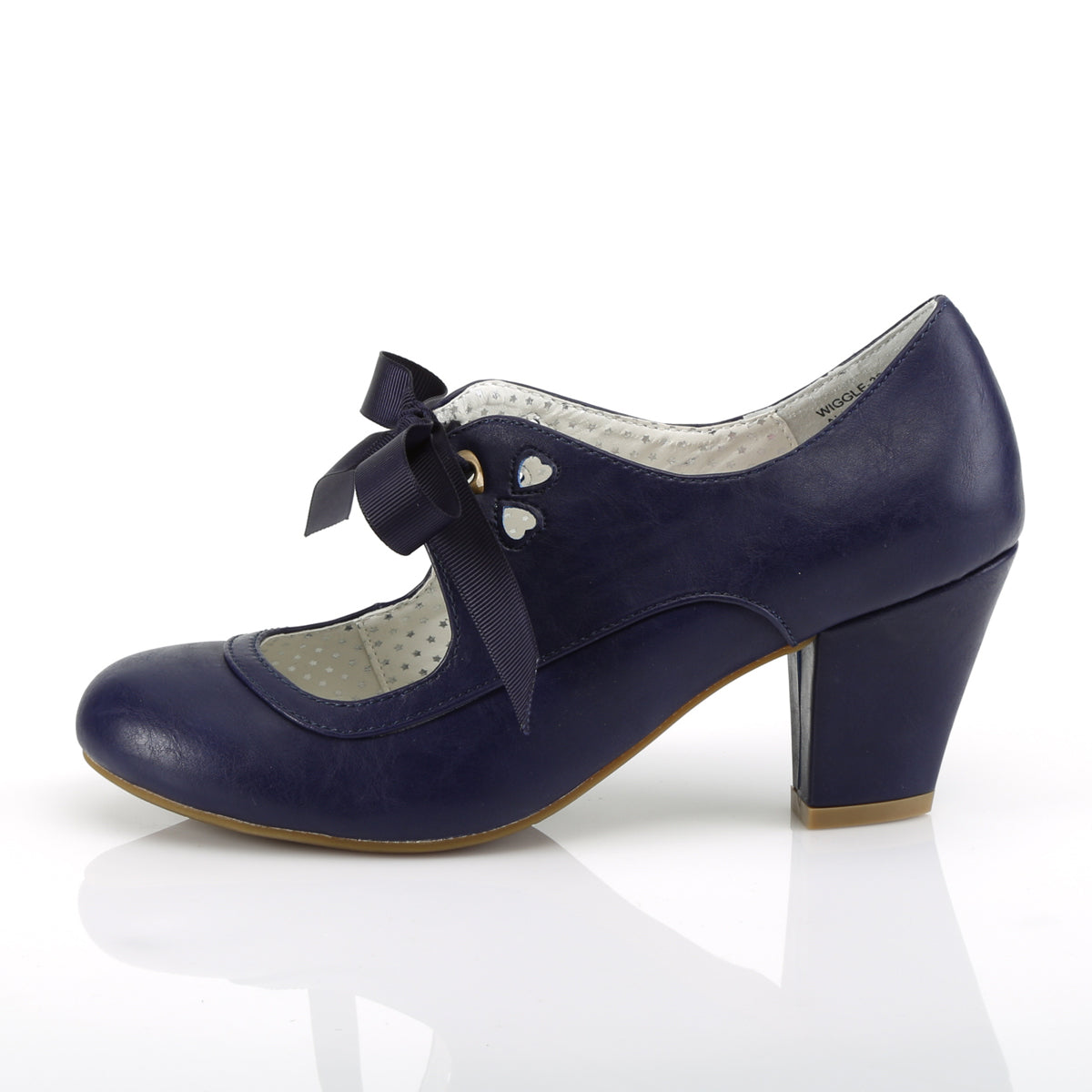 Pin Up Couture WIGGLE-32 Navy Blue Mary Jane Shoes - 2.5 Inch Heels