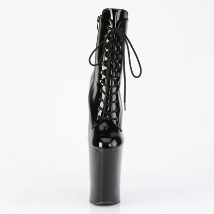 Pleaser WORSHIP-1020 Black Lace-Up Platform Ankle Boots - 10 Inch Heels