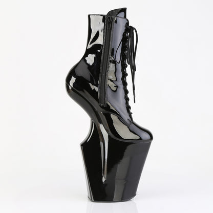 Pleaser WORSHIP-1020 Black Lace-Up Platform Ankle Boots - 10 Inch Heels