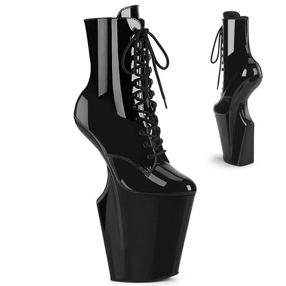 WORSHIP-1020 Pleaser Black 10 Inch Pole Dancer Ankle Boots