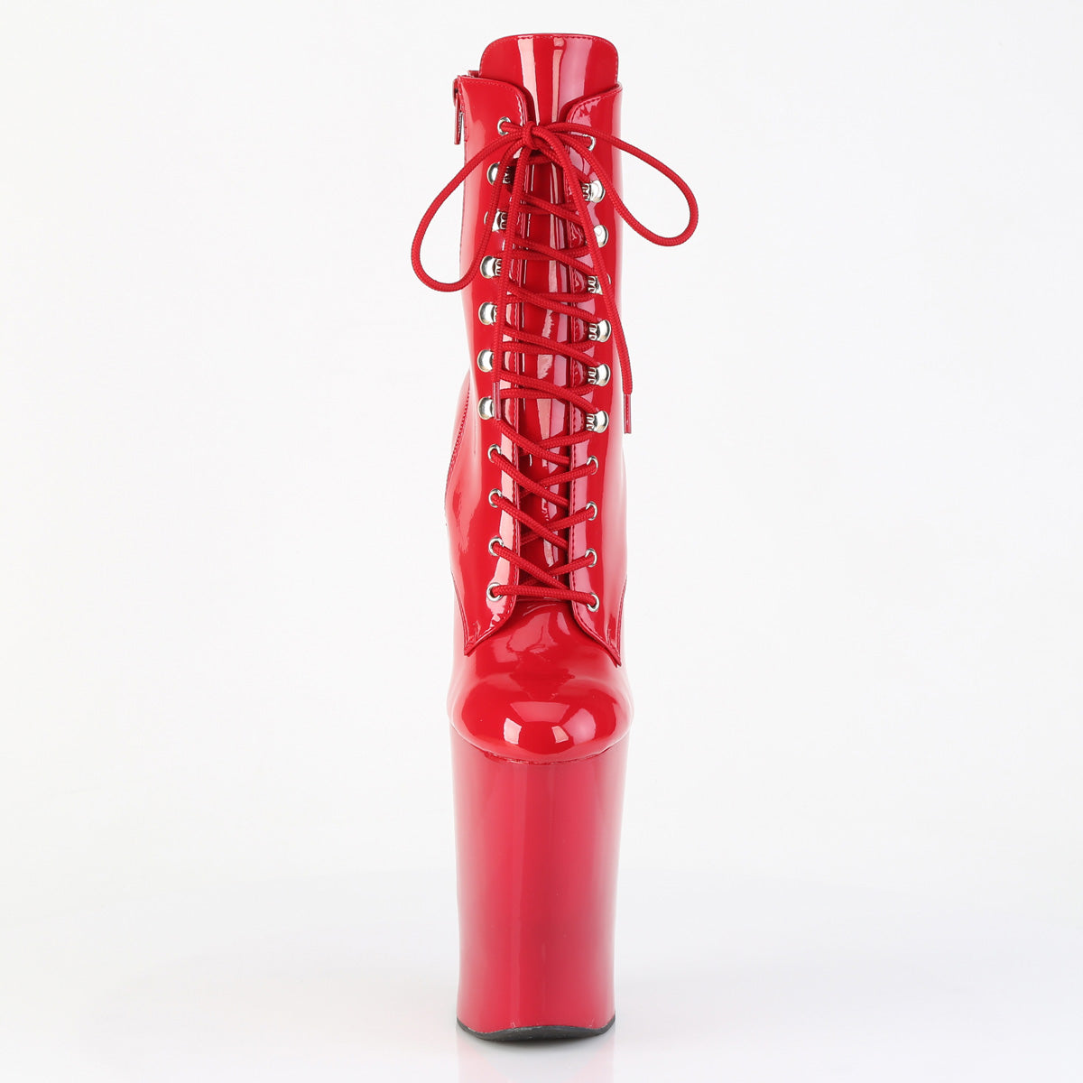 Pleaser WORSHIP-1020 Red Lace-Up Platform Ankle Boots - 10 Inch Heels