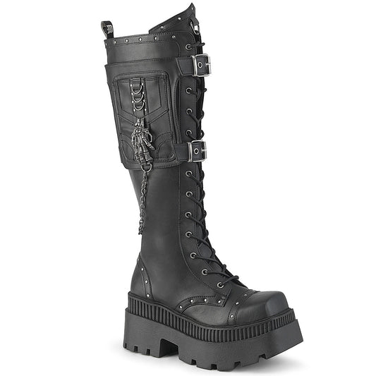 WRATH-205 DemoniaCult Black Vegan Leather Sexy Women's Mid-Calf & Knee High Boots (Alternative Footwear)