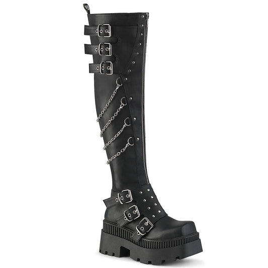 WRATH-310 DemoniaCult Black Vegan Leather Sexy Women's Over-the-Knee Boots (Alternative Footwear)