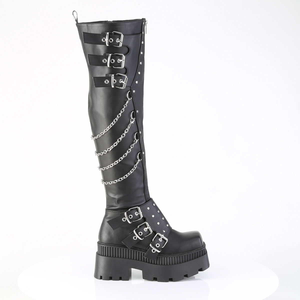 wrath 205 demonia footwear blk vegan leather Alternative Chunky Boots