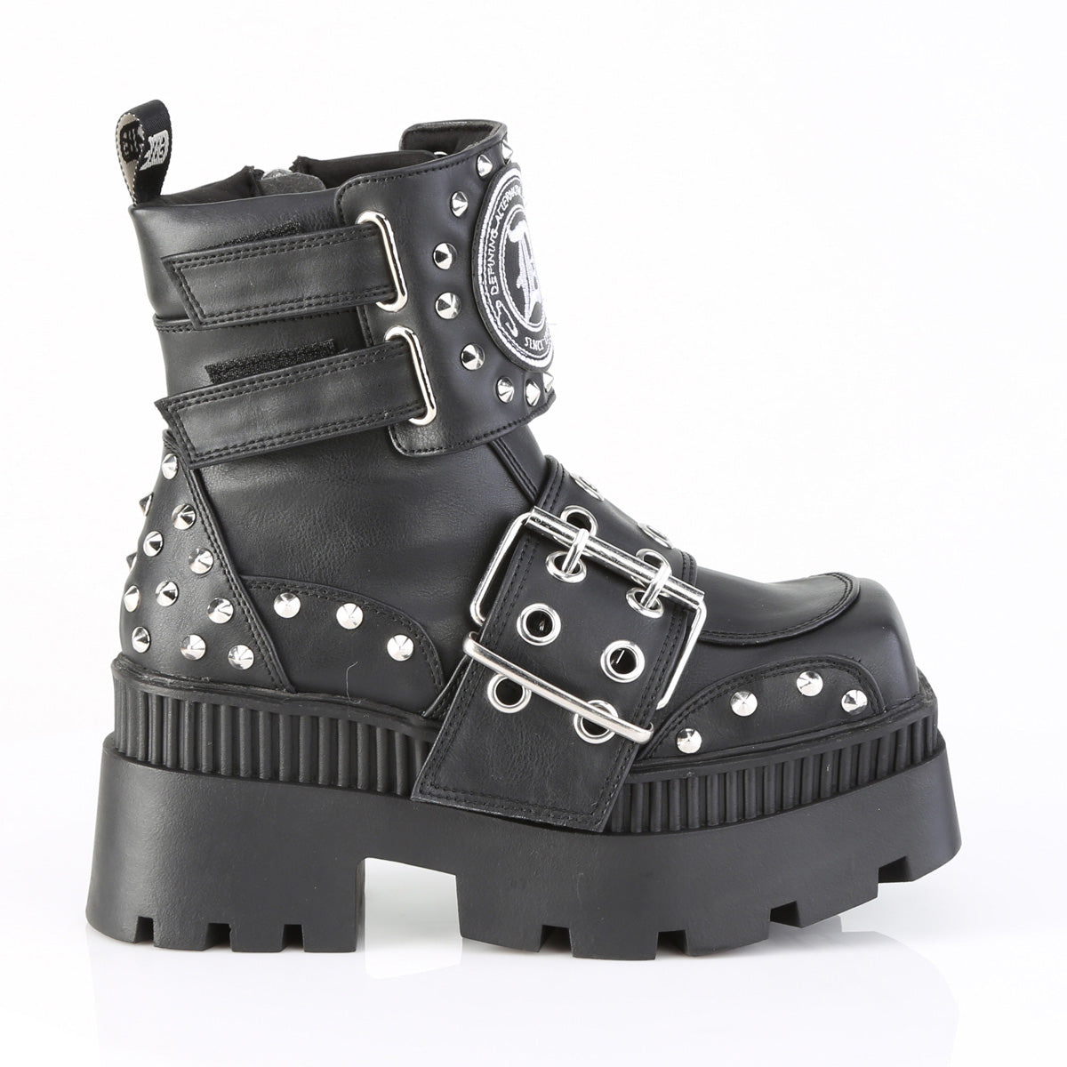 wrath 55 demonia footwear blk vegan leather Alternative Chunky Boots