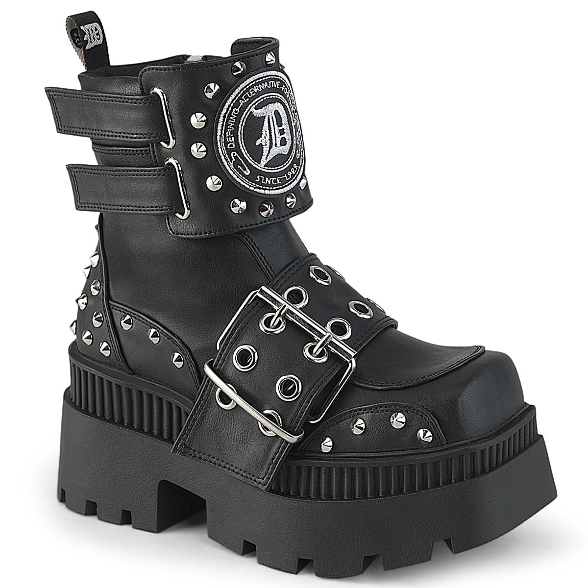 WRATH-58 Demonia Cult Black 3.3 Inch Alternative Women's Ankle Boots Blk Vegan Leather