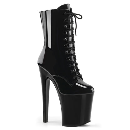 Pleaser XTREME-1020 Black Platform Ankle Boots - 8 Inch Heels