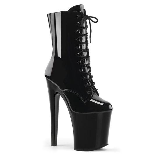 XTREME-1020 Pleaser Black 8 Inch Platform Pole Ankle Boots