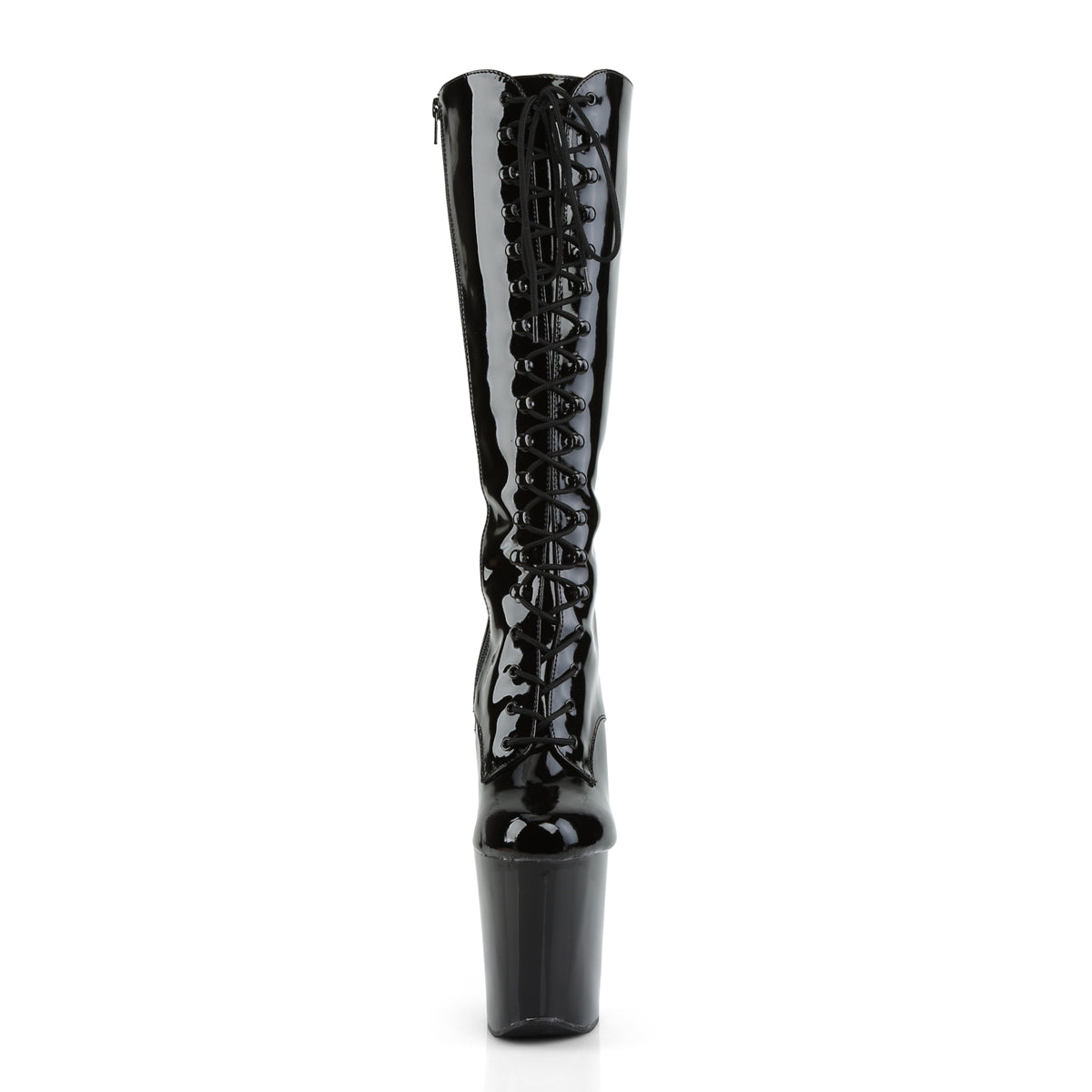 XTREME-2020 8" Heel Black Patent Pole Dancer Platform Knee Highs