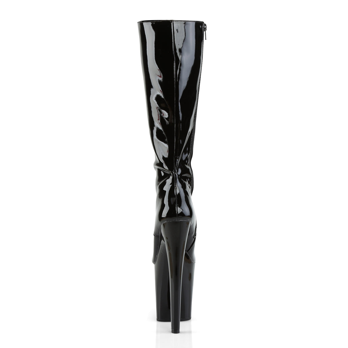 XTREME-2020 8" Heel Black Patent Pole Dancer Platform Knee Highs