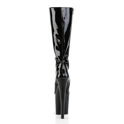 XTREME-2020 8" Heel Black Patent Pole Dancer Platform Knee Highs